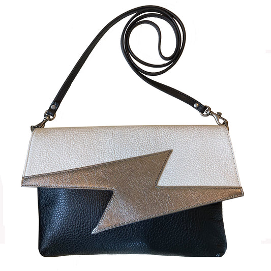 Lightning Bolt Bag - White with Silver