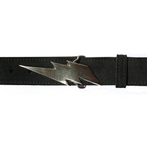 Lightning Bolt Belt - Black Suede wAntique Nickel