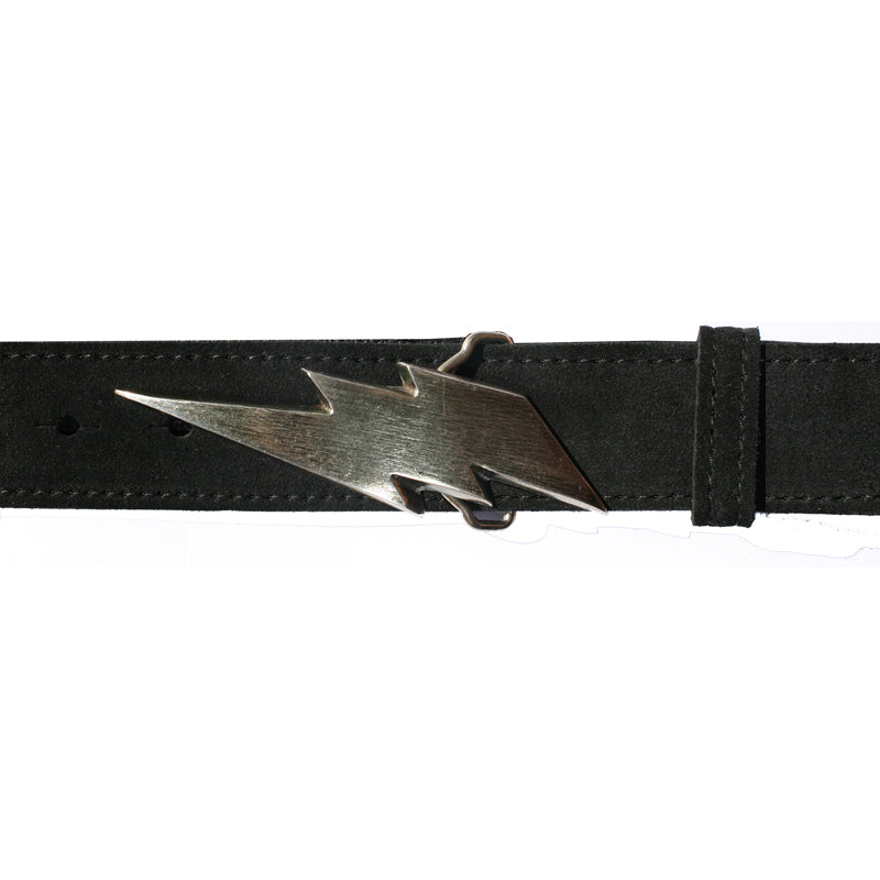 Lightning Bolt Belt - Black Suede wAntique Nickel