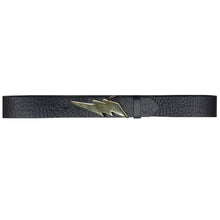 Load image into Gallery viewer, Lightning Bolt Belt - Black with Antique Nickel Buckle
