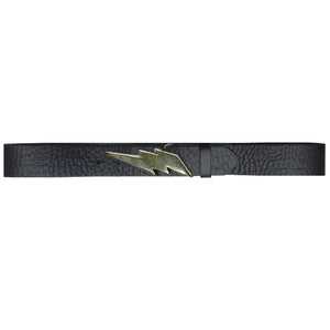 Lightning Bolt Belt - Black with Antique Nickel Buckle
