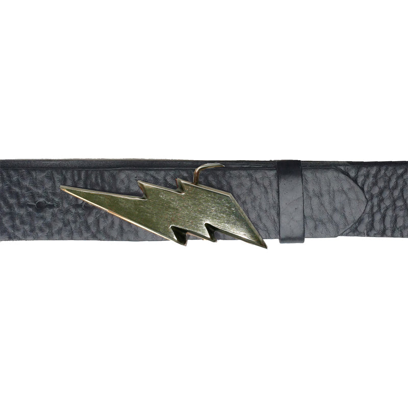 Lightning Bolt Belt - Black with Antique Nickel Buckle