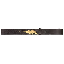 Load image into Gallery viewer, Lightning Bolt Belt - Chocolate with Antique Brass Buckle
