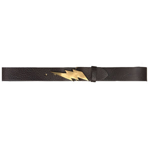 Lightning Bolt Belt - Chocolate with Antique Brass Buckle