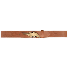 Load image into Gallery viewer, Lightning Bolt Belt - Cognac with Antique Brass Buckle
