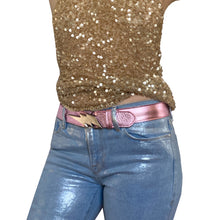 Load image into Gallery viewer, Lightning Bolt Belt - Pink Metallic
