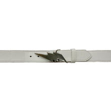 Load image into Gallery viewer, Lightning Bolt Belt - White with Antique Nickel Buckle
