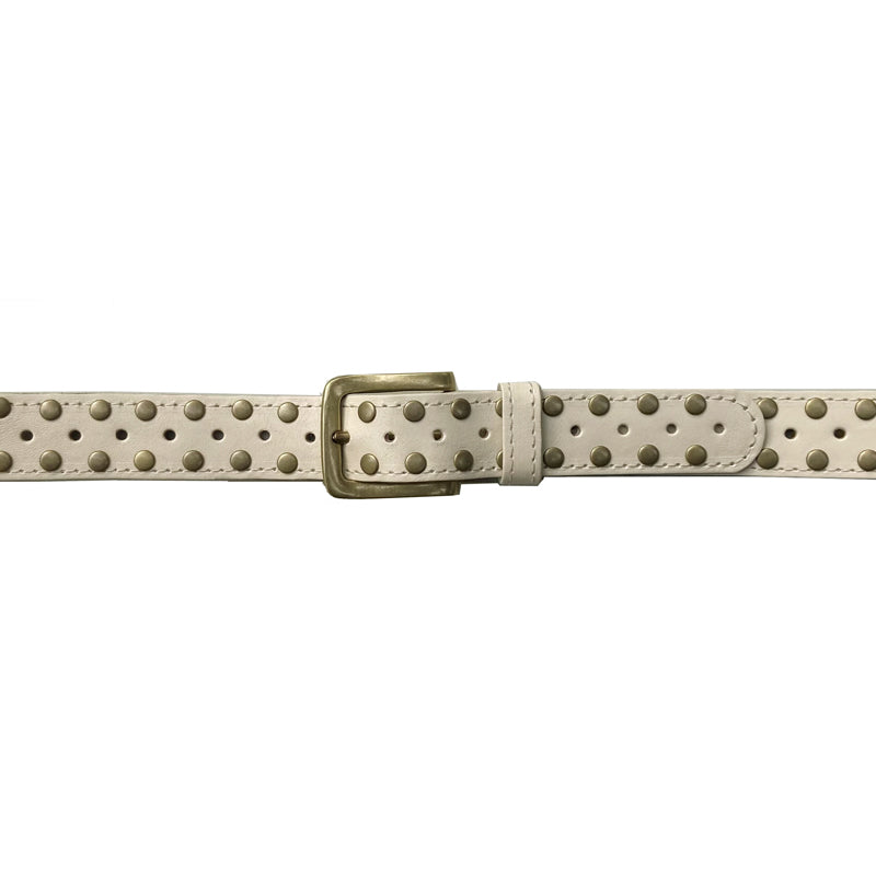 Skinny Studded Belt - Bone