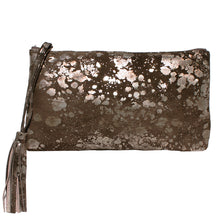 Load image into Gallery viewer, Large Tassel Clutch - Brown Metallic Splash
