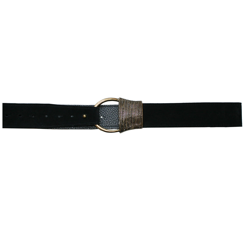 Cast Rope Belt - Black Suede with Antique Brass