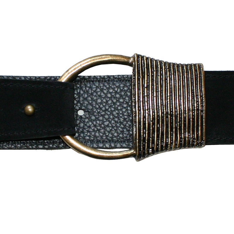 Cast Rope Belt - Black Suede with Antique Brass