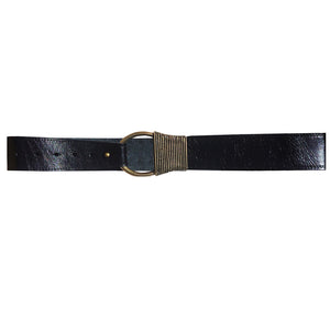 Cast Rope Belt - Black Leather with Antique Brass Buckle