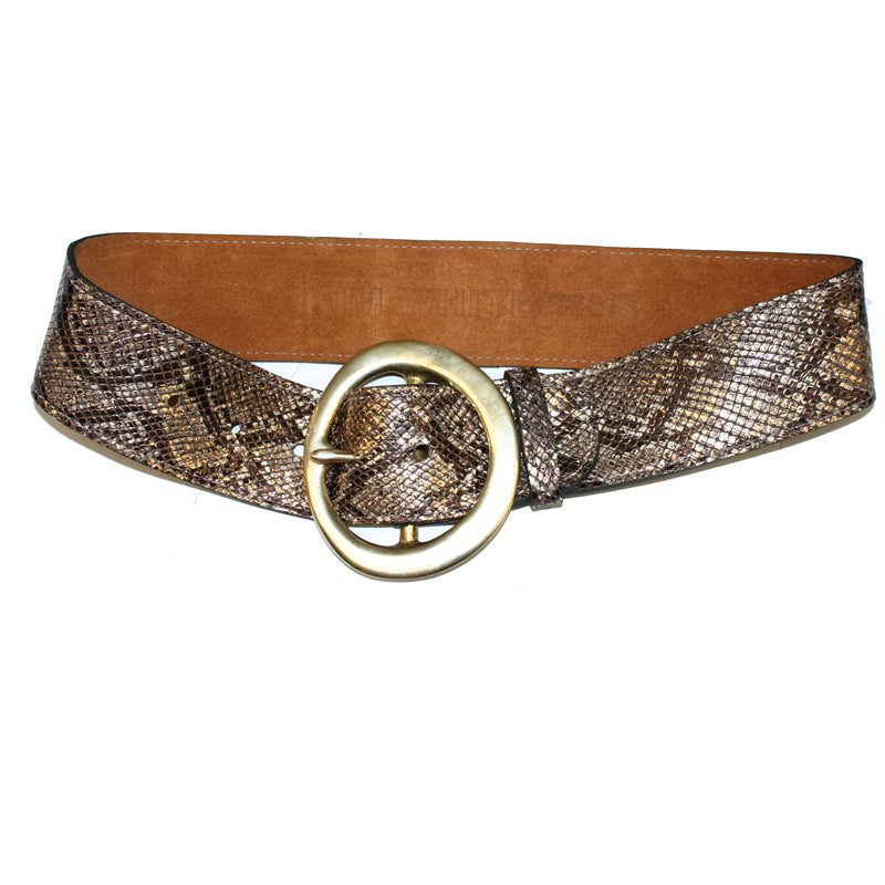 Big Chunky Waist Belt - Gold Metallic Snake