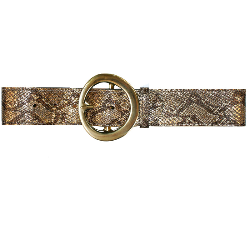 Big Chunky Waist Belt - Gold Metallic Snake