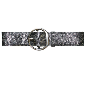 Big Chunky Waist Belt - Silver Metallic Snake
