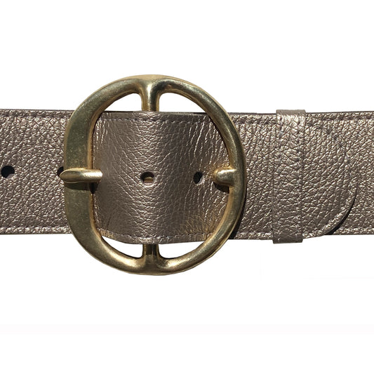 Chunky Waist Belt - Pewter Pebble Metallic