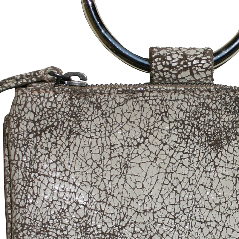 Mini Ring Wristlet - Crackle White