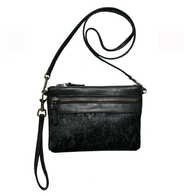 Double-Zip Bag with Two Straps - Black Fur