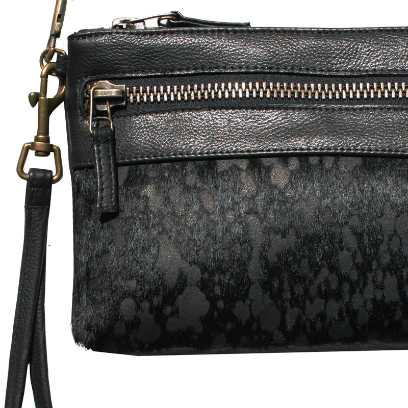 Double-Zip Bag with Two Straps - Black Fur