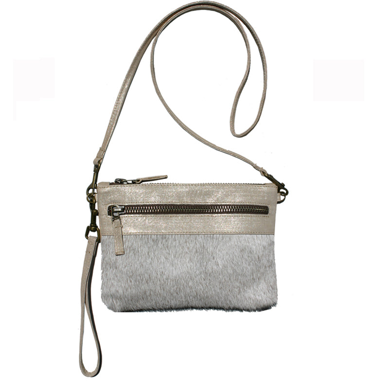 Double-Zip Bag with Two Straps - Ivory Fur
