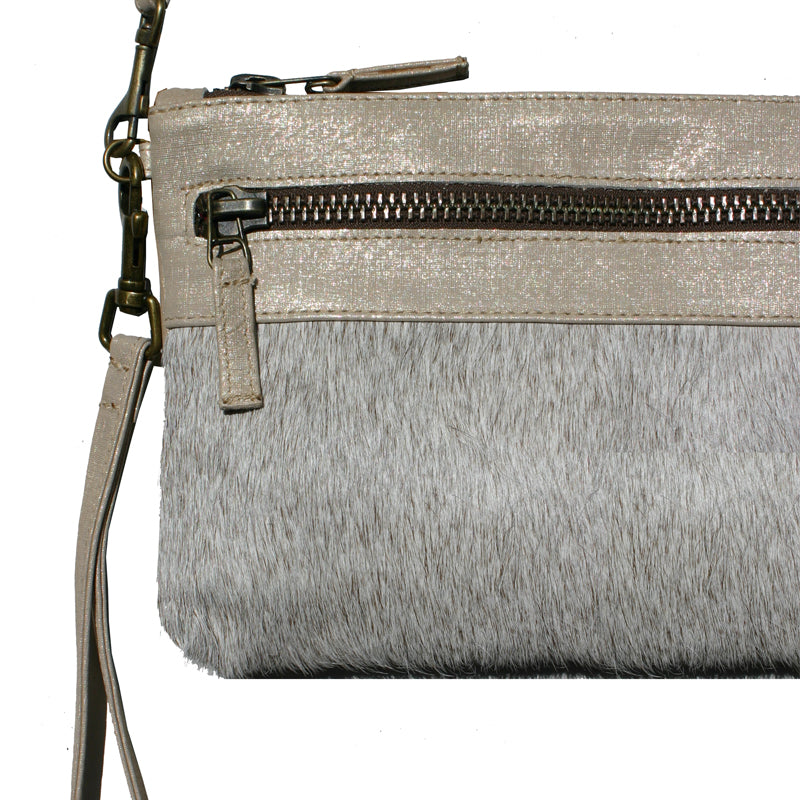 Double-Zip Bag with Two Straps - Ivory Fur