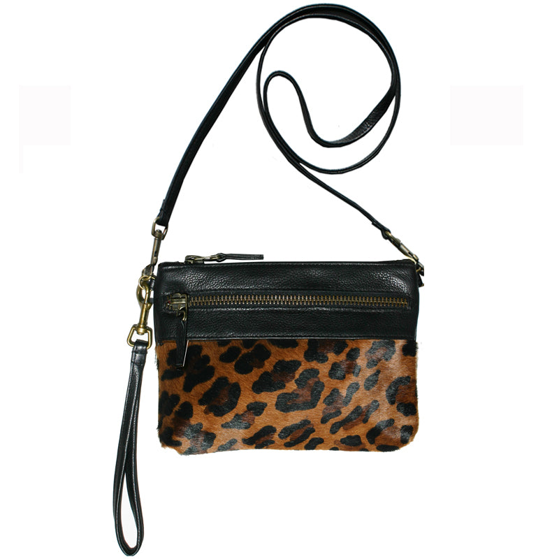 Double-Zip Bag with Two Straps - Leopard Fur