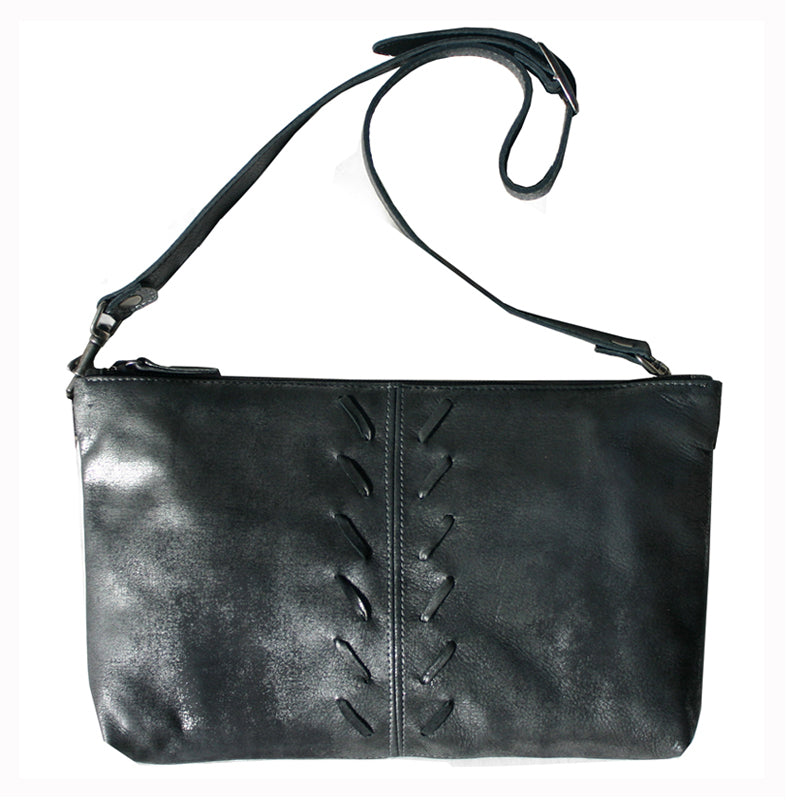 Laced Detail Bag- Dull Black Metallic