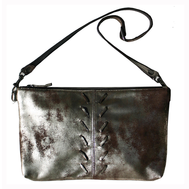 Laced Detail Bag - Dull Brown Metallic