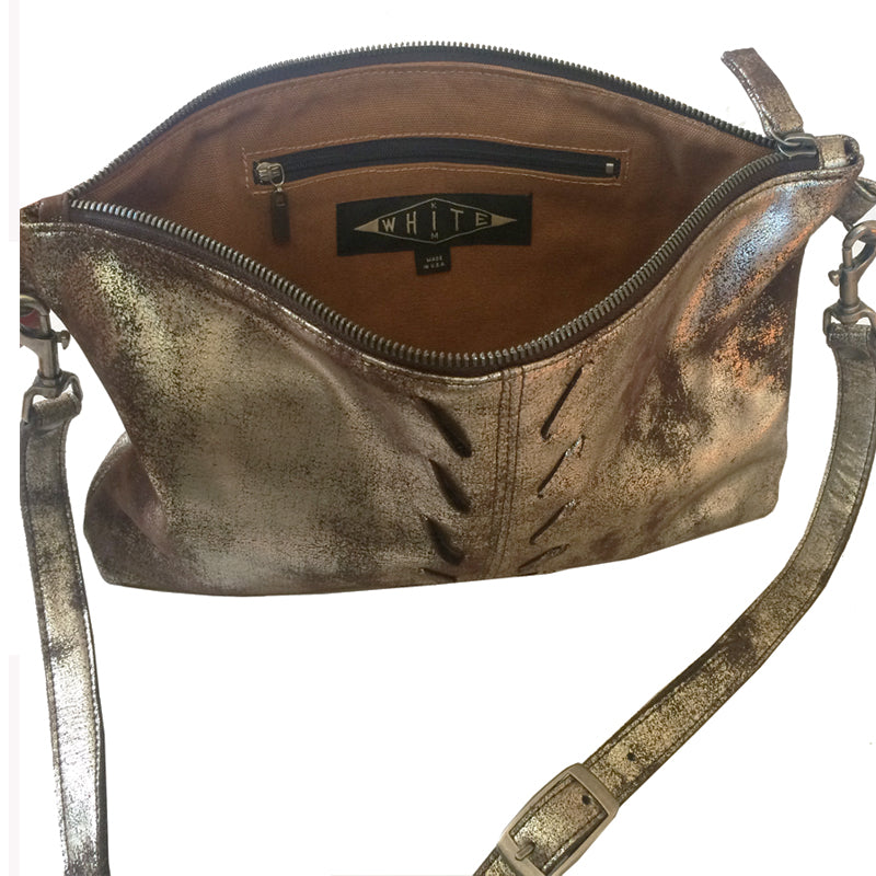 Laced Detail Bag - Dull Brown Metallic