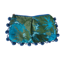 Load image into Gallery viewer, Electric Blue Floral Pom Pom Bag
