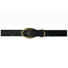 Load image into Gallery viewer, Etched wCast Keeper  Black wAntique Brass Buckle
