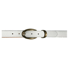 Load image into Gallery viewer, Etched wCast Keeper -White wAntique Brass Buckle
