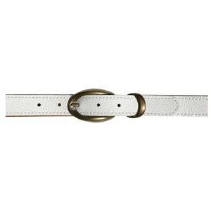 Etched wCast Keeper -White wAntique Brass Buckle