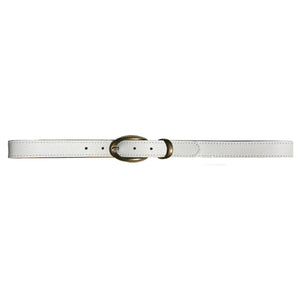 Etched wCast Keeper -White wAntique Brass Buckle