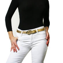 Load image into Gallery viewer, Etched wCast Keeper -White wAntique Brass Buckle
