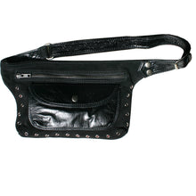 Load image into Gallery viewer, Black Suede &amp; Leather Fanny Pack
