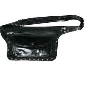 Black Suede & Leather Fanny Pack
