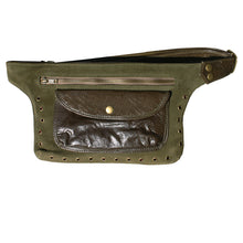 Load image into Gallery viewer, Olive Suede &amp; Leather Fanny Pack
