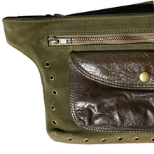 Load image into Gallery viewer, Olive Suede &amp; Leather Fanny Pack
