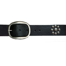 Load image into Gallery viewer, Flower Dome Rivet Belt - Black wAntique Nickel
