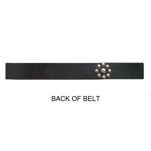 Flower Dome Rivet Belt - Black wAntique Nickel