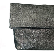 Load image into Gallery viewer, Foldover Clutch wMagnet - Gunmetal Glittery Metallic
