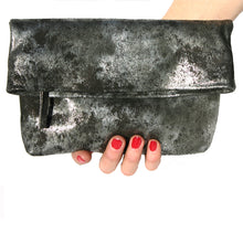 Load image into Gallery viewer, Foldover Clutch wMagnet - Smoky Black Metallic
