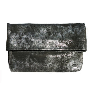 Foldover Clutch wMagnet - Smoky Black Metallic