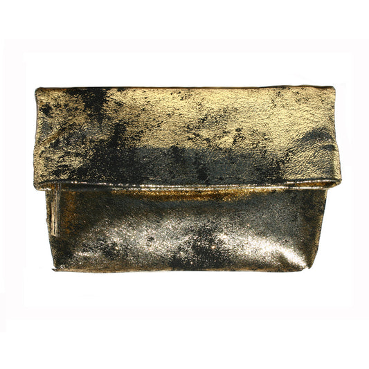 Foldover Clutch wMagnet - Smoky Gold Metallic
