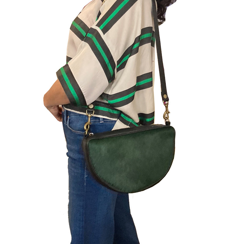 Half Circle Bag - Emerald Green Fur