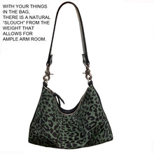 Load image into Gallery viewer, Fur Bag with Two Straps - Moss &amp; Black Leopard
