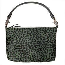 Load image into Gallery viewer, Fur Bag with Two Straps - Moss &amp; Black Leopard
