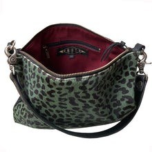Load image into Gallery viewer, Fur Bag with Two Straps - Moss &amp; Black Leopard
