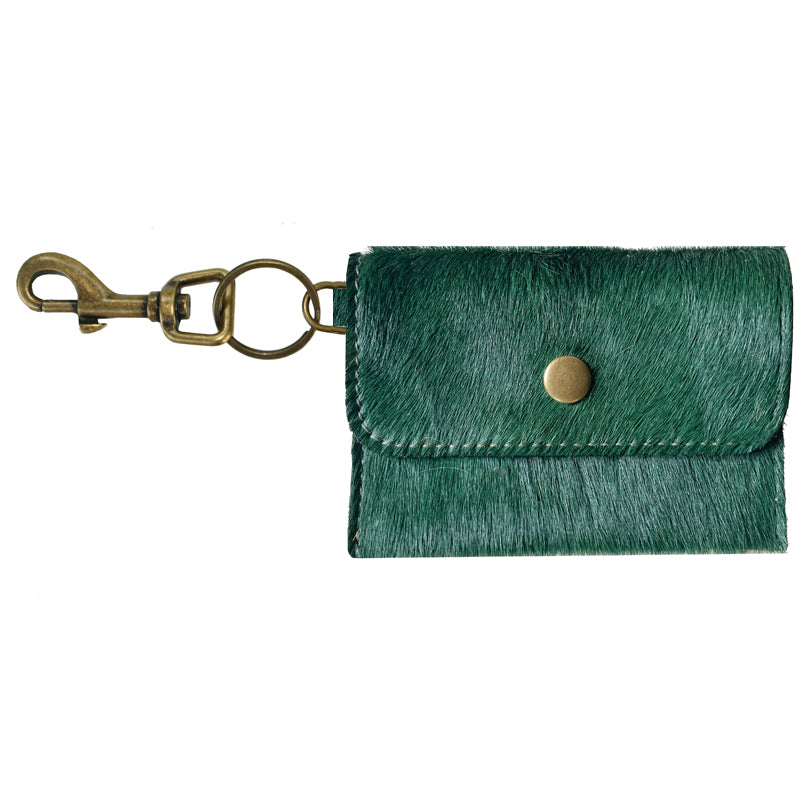 Coin Purse Key Chain - Emerald Fur – Kim White Bags/Belts